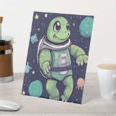 Signe De Table Cute Turtle Astronaut Space Party Display Stand (In SItu)