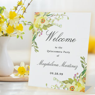 Signe De Table Daffodique Floral Quinceanera Accueil