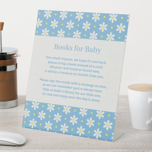 Signe De Table Daisy Baby Shower Book Request (In SItu)