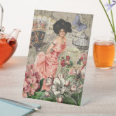 Signe De Table Dame de café femme victorienne rose riche robe (In SItu)