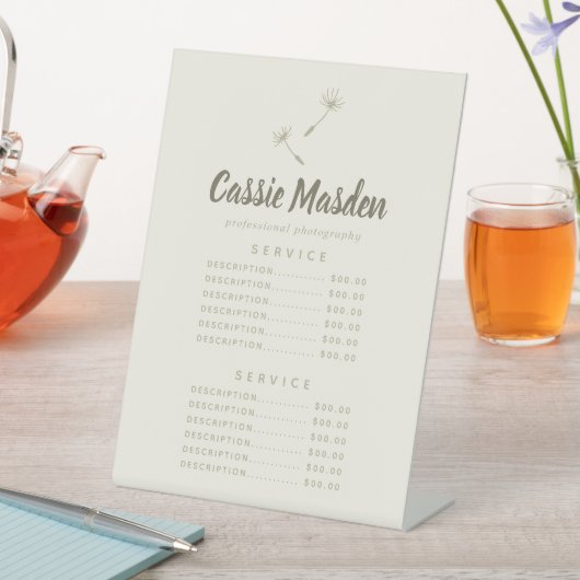 Signe De Table Dandelion Seed Rustic Service Botanique Menu Prix (In SItu)