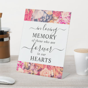 Signe De Table Dans la mémoire aimée brillant motif floral