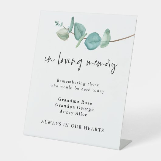 Signe De Table Dans Love Mémoire Blue Eucalyptus Noms Mariage (Recto)