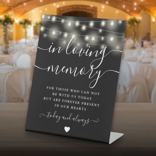Signe De Table Dans Love Mémoire Memorial Noir Chaîne blanche Lum