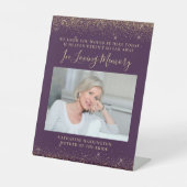 Signe De Table Dans Love Mémoire Photo Purple Gold Mariage (Recto)