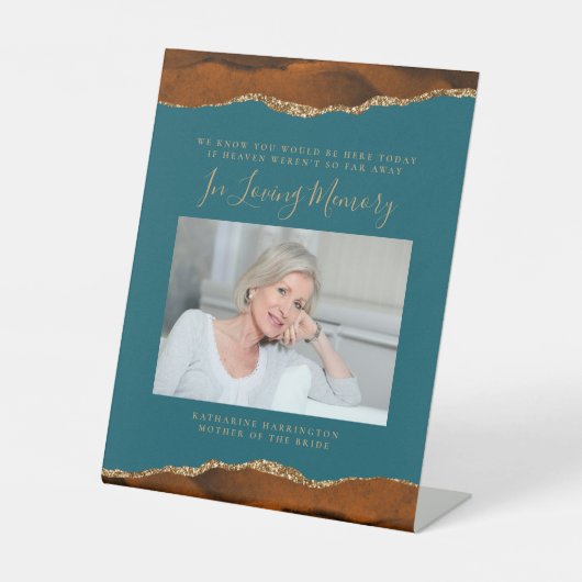 Signe De Table Dans Love Mémoire Photo Rust Mariage Turquoise (Recto)