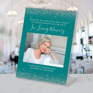 Signe De Table Dans Love Memory Photo Turquoise Blue Silver Maria