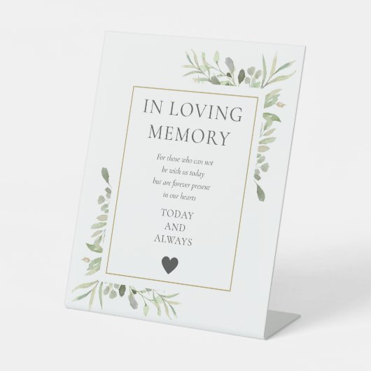 Signe De Table Dans Loving Memory Memorial Greenery (Recto)