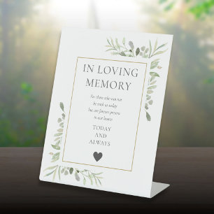 Signe De Table Dans Loving Memory Memorial Greenery