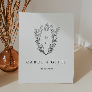 Signe De Table DAPHNE Black Blanc Floral Cartes de mariage et cad