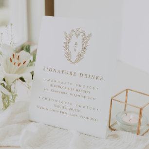 Signe De Table DAPHNE Elegant or blanc Mariage Signature Boisson