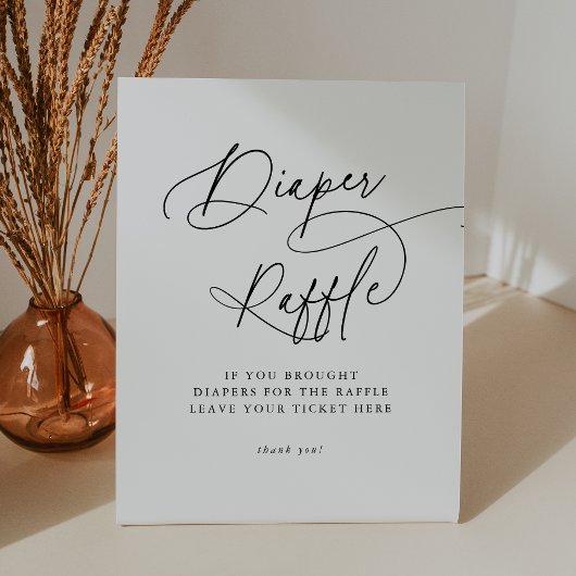 Signe De Table DARCY Simple Baby shower noir blanc Déchets Raffle
