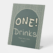 Signe De Table Dark Green Stripes 1st Birthday Drinks (Recto)