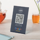 Signe De Table Dark Navy Google Review QR Code Logo (In SItu)