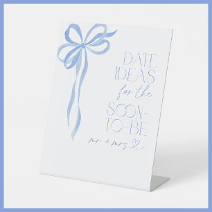 Signe De Table Date Idées Blue Bow Fête des mariées Jeu