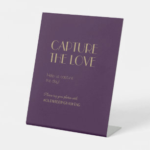 Signe De Table Déco type or Violet foncé Capturer l'amour