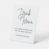 Décontracté Limited Bar Mariage du menu de boisson