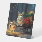 Signe De Table Décor de Noël Corgi Snowy Sleigh (Recto)