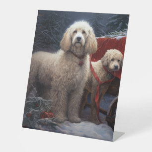 Signe De Table Décor de Noël de caniche Snowy
