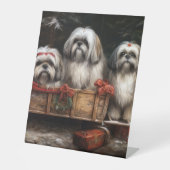 Signe De Table Décor de Noël Lhasa Apso Snowy Sleigh (Recto)