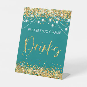 Signe De Table Décor turquoise Gold Drink Party