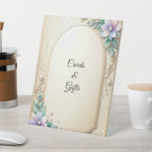 Signe De Table Decorative Floral Frame with Pearls Tabletop Signs (In SItu)