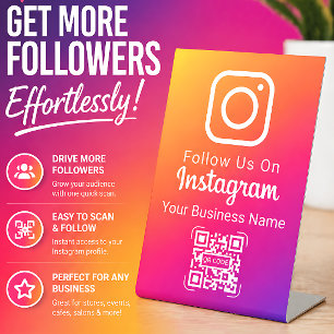 Signe De Table Dégradé vibrant Réseaux Sociaux Instagram Suivez-n