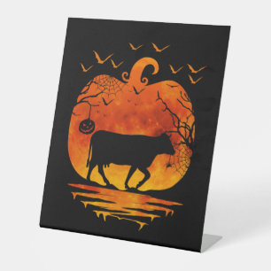SIGNE DE TABLE DÉGUISEMENT DE VACHE POUR HALLOWEEN CITROUILLE SAI