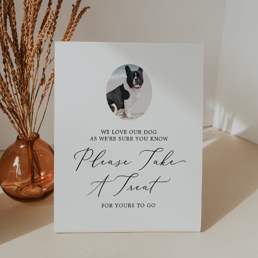 Signe De Table Délicat Black Calligraphy Mariage Chien Treat Favo