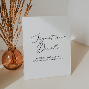 Signe De Table Délicat Black Calligraphy Mariage Signature Boisso