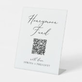 Signe De Table Délicat Black Calligraphy QR Code Honeymoon Fund (Recto)