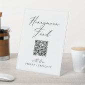 Signe De Table Délicat Black Calligraphy QR Code Honeymoon Fund (In SItu)