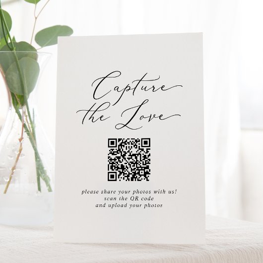 Signe De Table Délicat Black Capture The Love QR Code Mariage