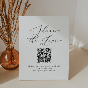 Signe De Table Délicat Black Share The Love QR Code Mariage