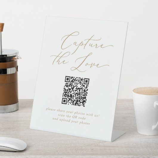 Signe De Table Délicat Gold Capture The Love QR Code Mariage (In SItu)