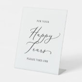 Signe De Table Délicat Noir Calligraphie Joyeuse Larmes Tissu (Recto)