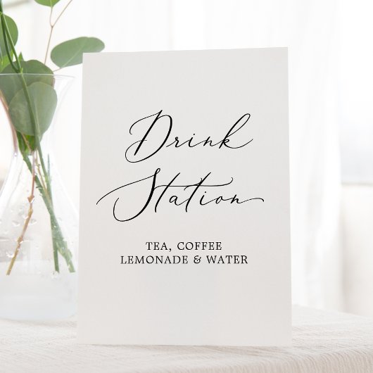 Signe De Table Delicate Black Calligraphy Mariage Drink Station