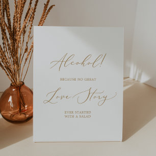 Signe De Table Delicate Gold Calligraphie Alcool Love Story