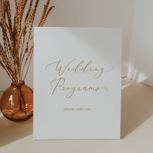 Signe De Table Delicate Gold Calligraphie Programmes de mariage