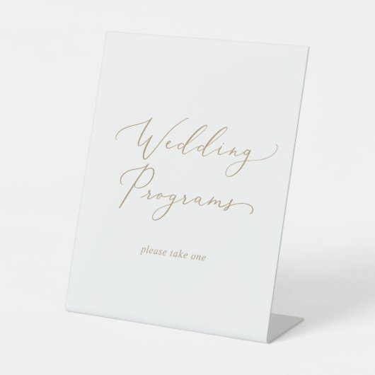 Signe De Table Delicate Gold Calligraphie Programmes de mariage (Recto)