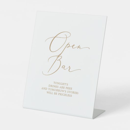 Signe De Table Delicate Gold Calligraphy Mariage Open Bar (Recto)