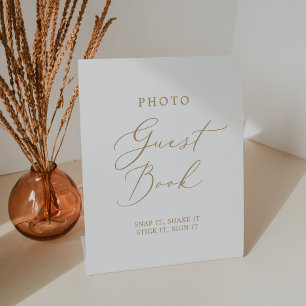 Signe De Table Delicate Gold Calligraphy Mariage Photo Livre d'in