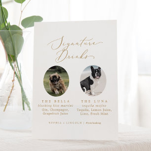 Signe De Table Delicate Gold Mariage Chien Photo Signature Boisso