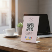 Signe De Table Demande d'avis Google | Code QR Logo Entreprise Ro
