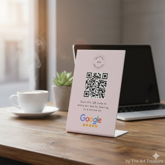 Signe De Table Demande d'avis Google Review | Code QR Logo Entrep