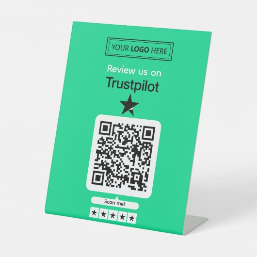 Signe De Table Demande d'avis Trustpilot avec code QR scannable (Recto)