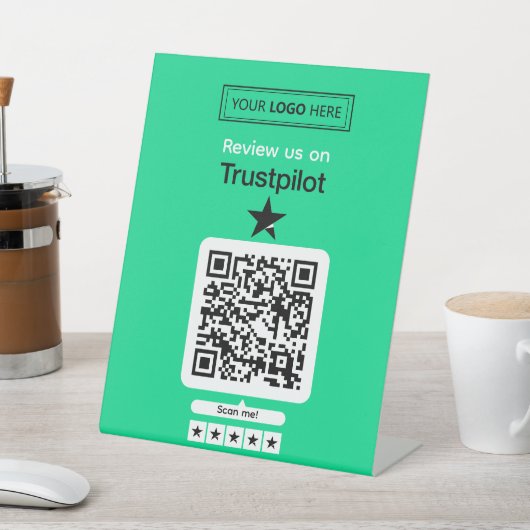 Signe De Table Demande d'avis Trustpilot avec code QR scannable (In SItu)