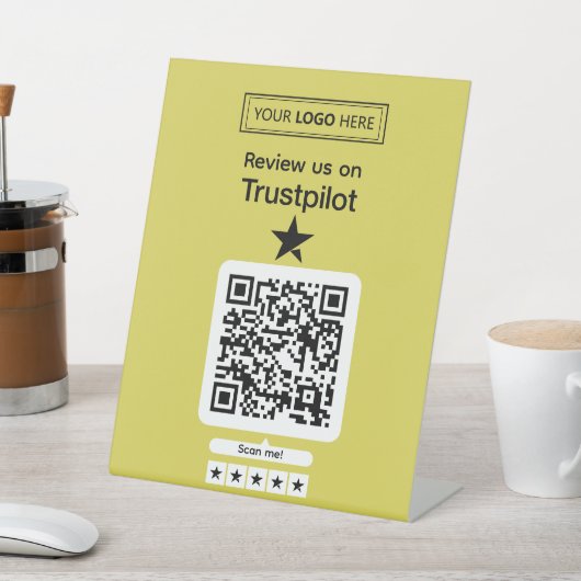 Signe De Table Demande d'avis Trustpilot avec code QR scannable (In SItu)