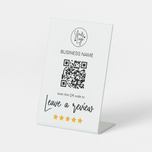Signe De Table Demande de révision 5 étoiles Code QR (Recto)