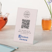 Signe De Table Demande de révision Facebook | QR Code Pink Busine (In SItu)